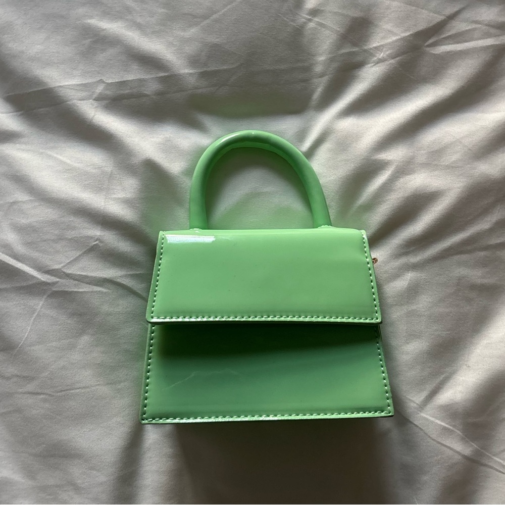Bright Green Patent Faux Leather Mini Handbag